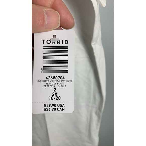 NWT Torrid Read In Peace Classic Heritage Jersey Crew Tee 1X - Picture 9 of 9